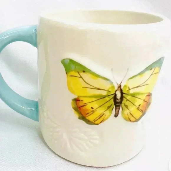 Lang Butterfly Coffee Tea Mug Raised and Embossed Design Hand Painted 16 oz - Picture 10 of 12